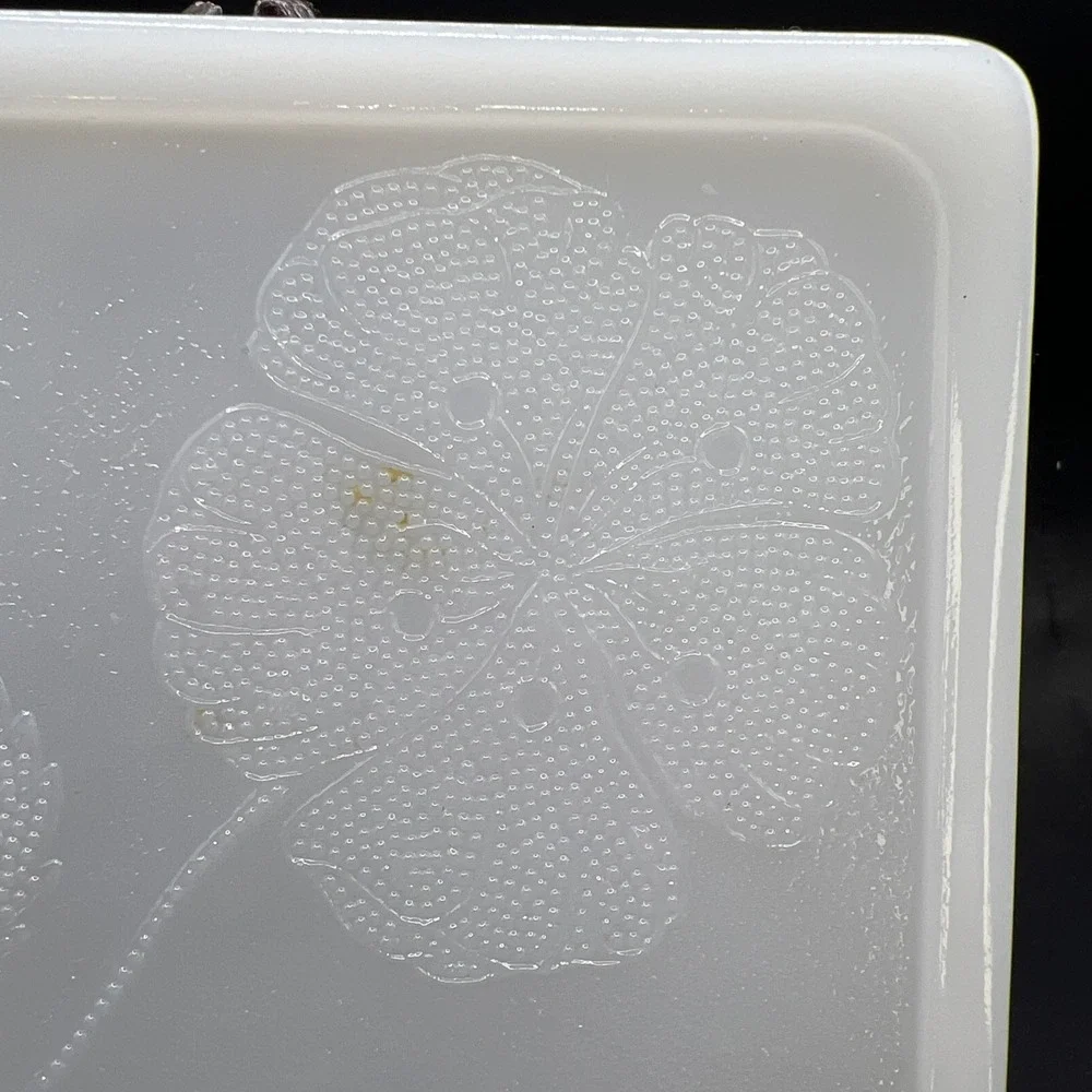 Vintage McKee Milk Glass Trivet Embossed Poppy Flower